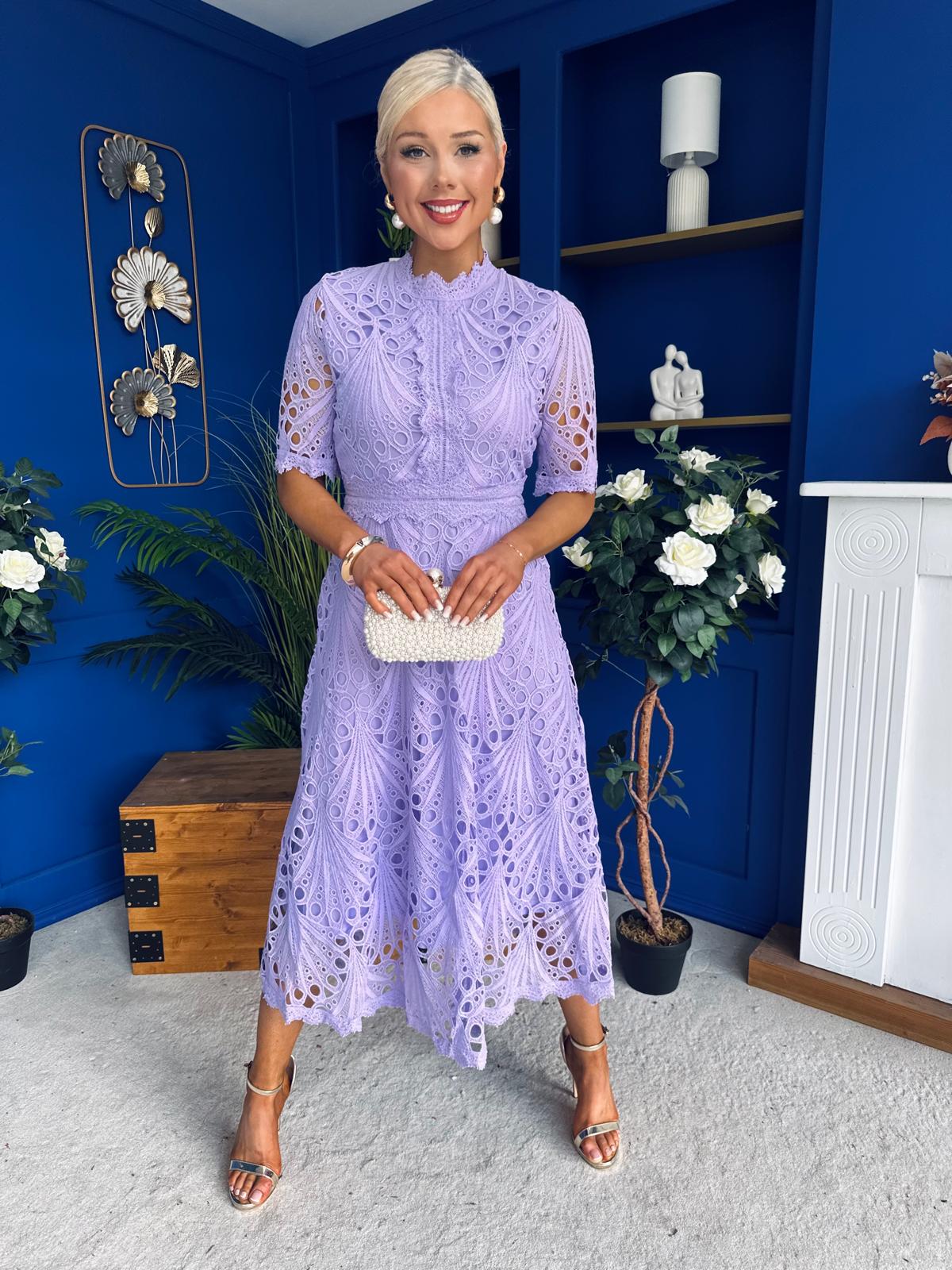 Alva Crochet Occasion Dress Lilac