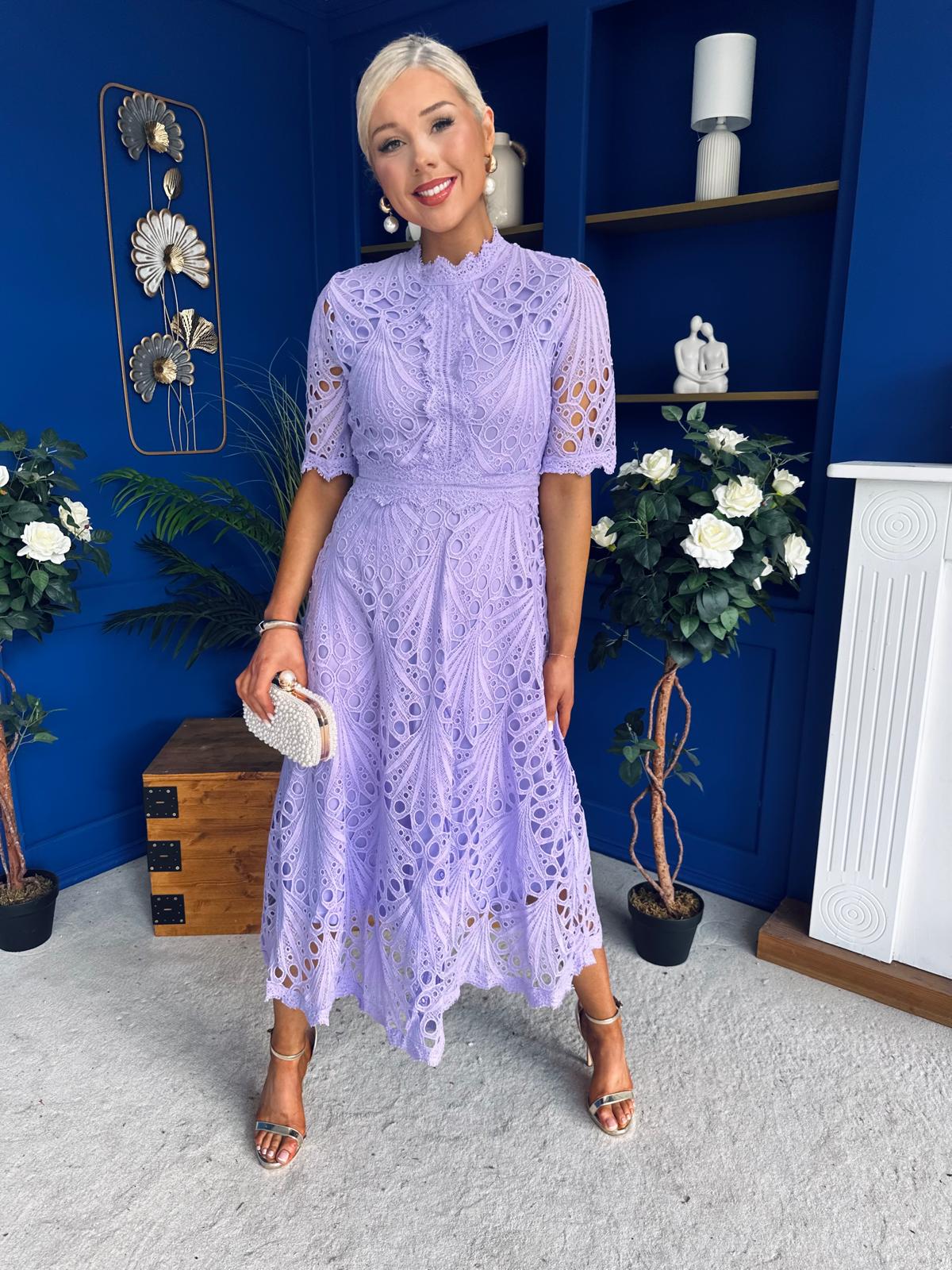 Alva Crochet Occasion Dress Lilac