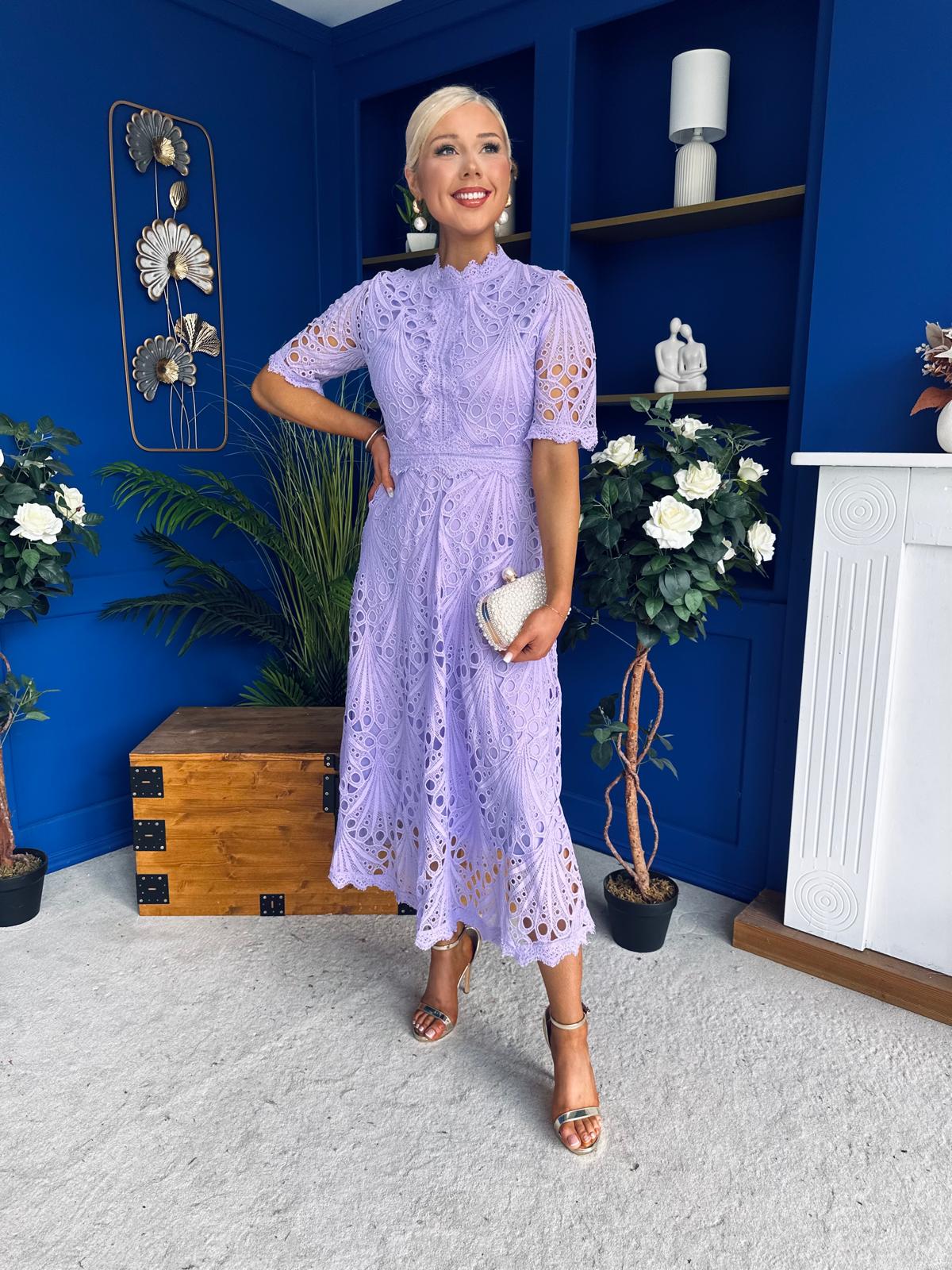 Alva Crochet Occasion Dress Lilac