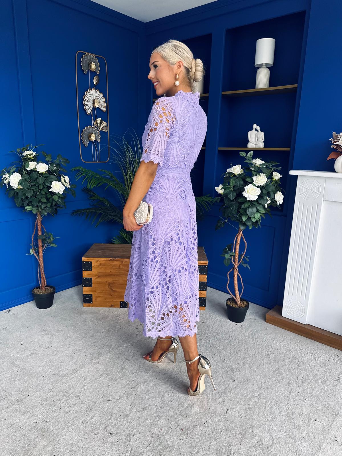 Alva Crochet Occasion Dress Lilac