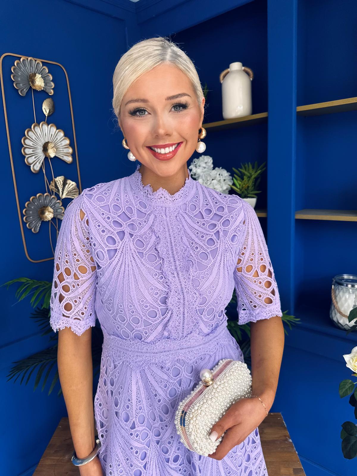 Alva Crochet Occasion Dress Lilac