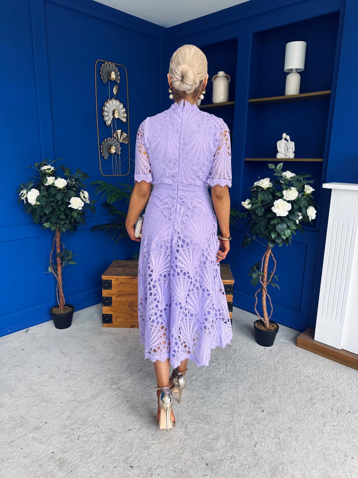 Alva Crochet Occasion Dress Lilac