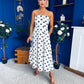 Danni Strapless Bandeau Midi Dress Polka White