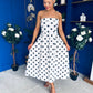 Danni Strapless Bandeau Midi Dress Polka White