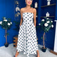 Danni Strapless Bandeau Midi Dress Polka White