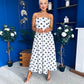 Danni Strapless Bandeau Midi Dress Polka White