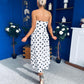 Danni Strapless Bandeau Midi Dress Polka White