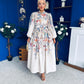 Leona Detailed Shirt Dress Floral Cream