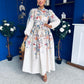 Leona Detailed Shirt Dress Floral Cream