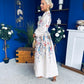 Leona Detailed Shirt Dress Floral Cream