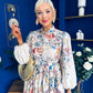 Leona Detailed Shirt Dress Floral Cream