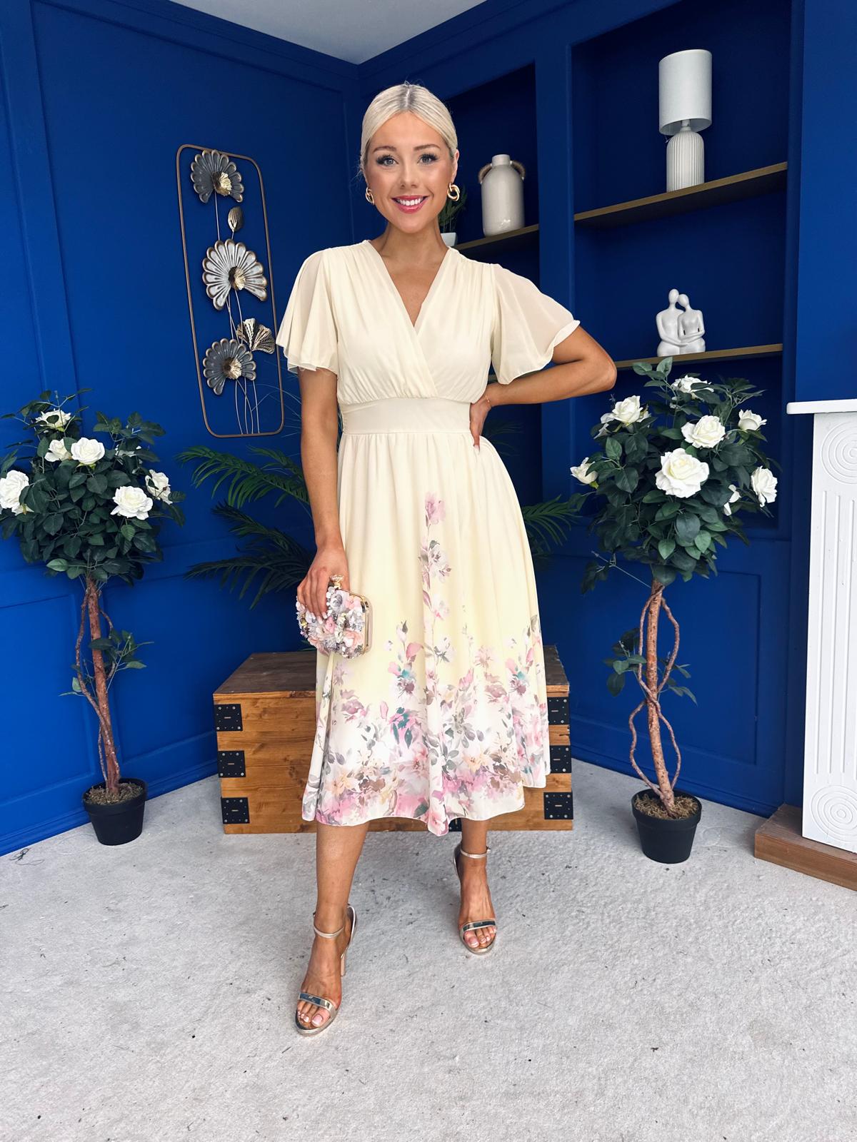 Bebhinn Detailed Midi Dress Floral Yellow