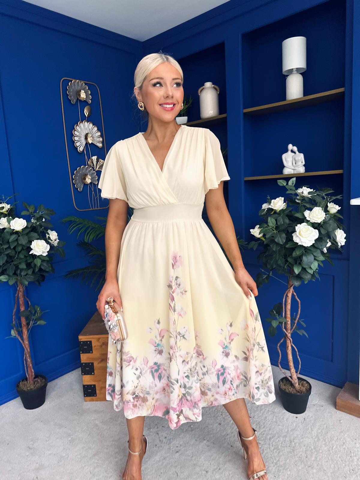 Bebhinn Detailed Midi Dress Floral Yellow