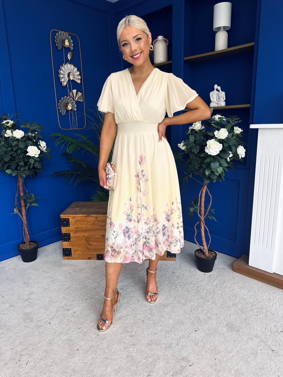 Bebhinn Detailed Midi Dress Floral Yellow