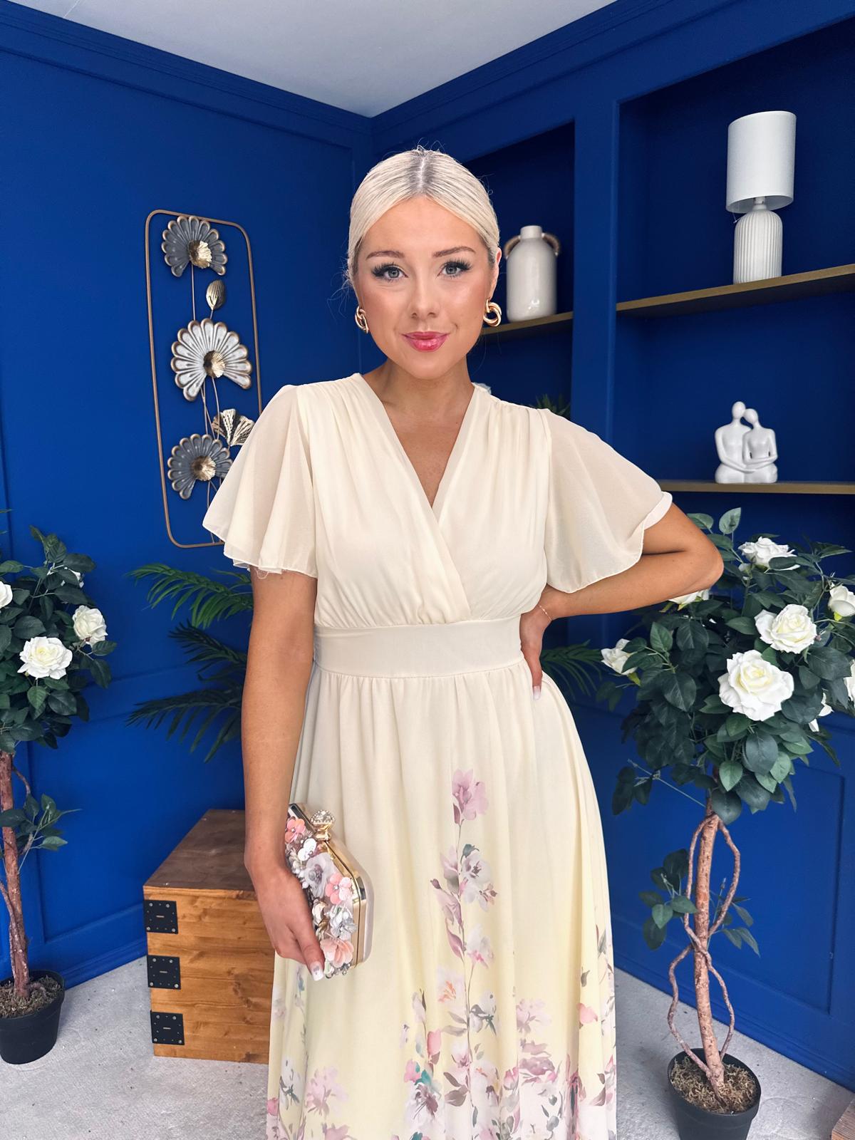 Bebhinn Detailed Midi Dress Floral Yellow