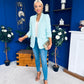 Sarah Gathered Sleeve Blazer Mint