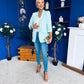 Sarah Gathered Sleeve Blazer Mint