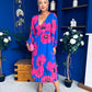 Caitriona Pleated Midi Dress Floral Cobalt