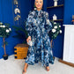 Millie Embellished Midi Shirt Dress Floral Navy