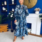 Millie Embellished Midi Shirt Dress Floral Navy
