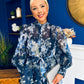 Millie Embellished Midi Shirt Dress Floral Navy