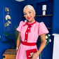 Vicky Puff Sleeve Occasion Midi Dress Pwr Pink