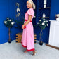 Vicky Puff Sleeve Occasion Midi Dress Pwr Pink