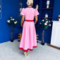 Vicky Puff Sleeve Occasion Midi Dress Pwr Pink