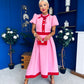 Vicky Puff Sleeve Occasion Midi Dress Pwr Pink
