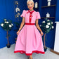 Vicky Puff Sleeve Occasion Midi Dress Pwr Pink