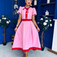 Vicky Puff Sleeve Occasion Midi Dress Pwr Pink