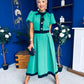 Vicky Puff Sleeve Occasion Midi Dress Emerald