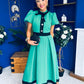 Vicky Puff Sleeve Occasion Midi Dress Emerald