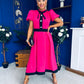 Vicky Puff Sleeve Occasion Midi Dress Raspberry Pink