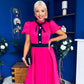 Vicky Puff Sleeve Occasion Midi Dress Raspberry Pink
