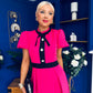 Vicky Puff Sleeve Occasion Midi Dress Raspberry Pink