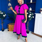 Vicky Puff Sleeve Occasion Midi Dress Orchid