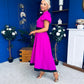 Vicky Puff Sleeve Occasion Midi Dress Orchid