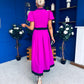 Vicky Puff Sleeve Occasion Midi Dress Orchid
