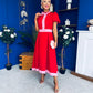 Vicky Puff Sleeve Occasion Midi Dress Red