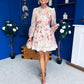 Leslie Embellished Mini Dress Floral Peach