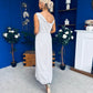 Senna Asymmetric Double Cowl Maxi Dress Polka White