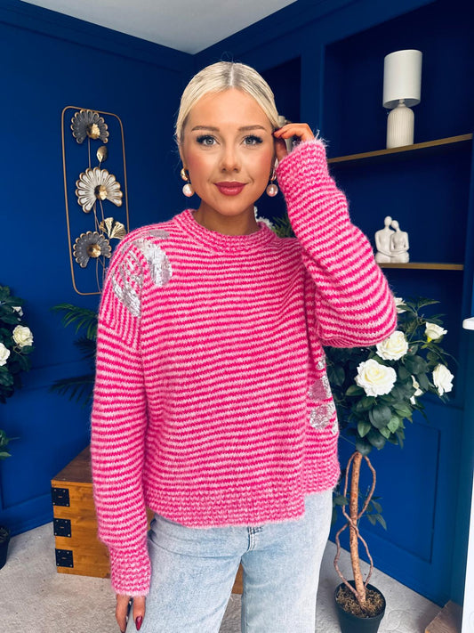 Donna Detailed Knit Jumper Pink