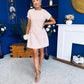 Babett Short Sleeve Tweed Mini Dress Pink