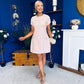 Babett Short Sleeve Tweed Mini Dress Pink