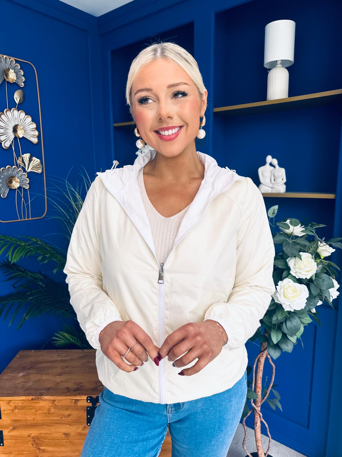 Sophia Hooded Windbreaker Cream