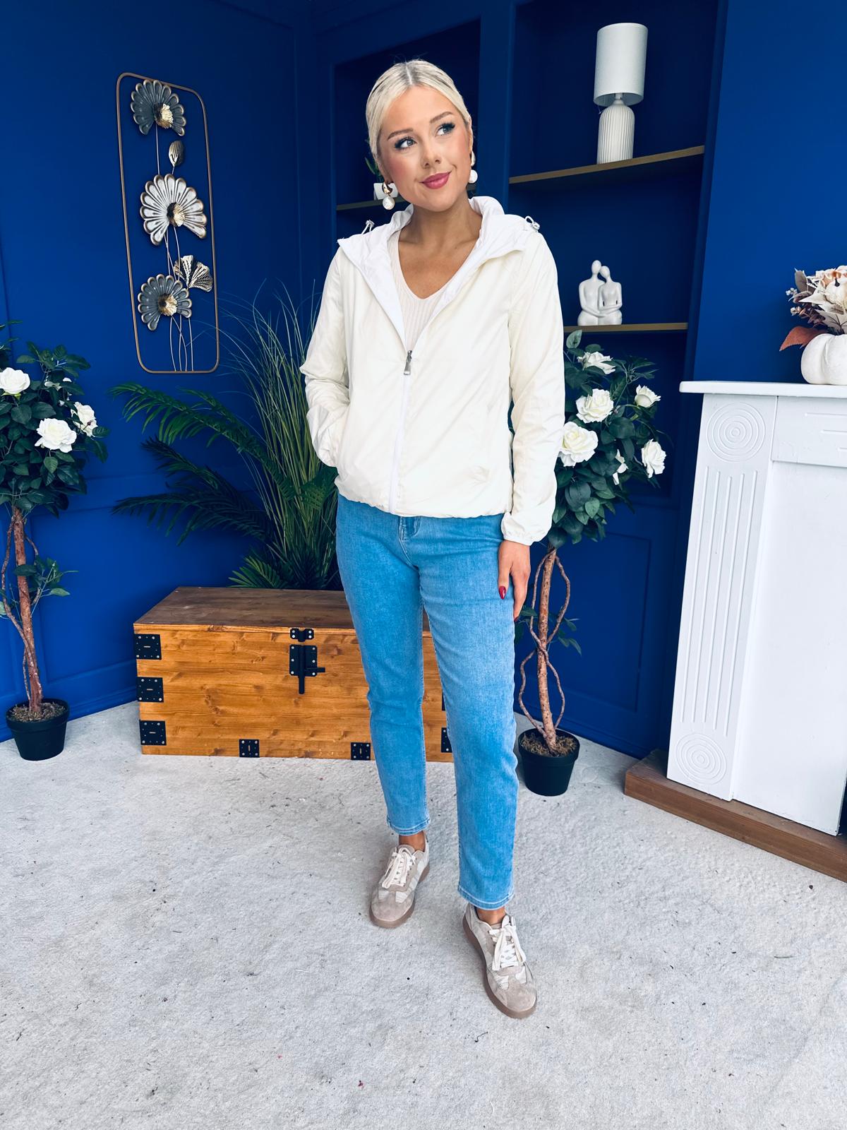 Sophia Hooded Windbreaker Cream