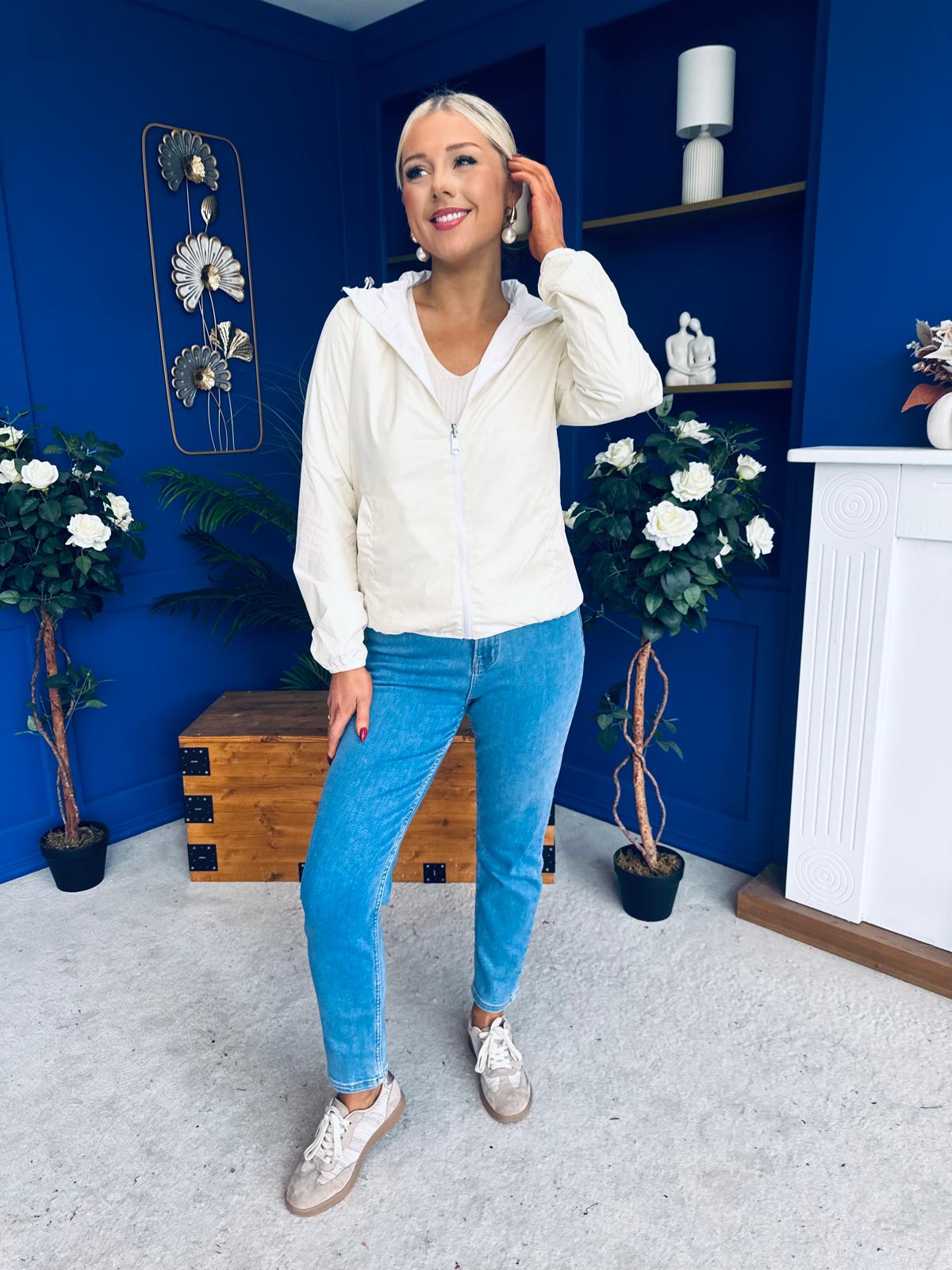 Sophia Hooded Windbreaker Cream