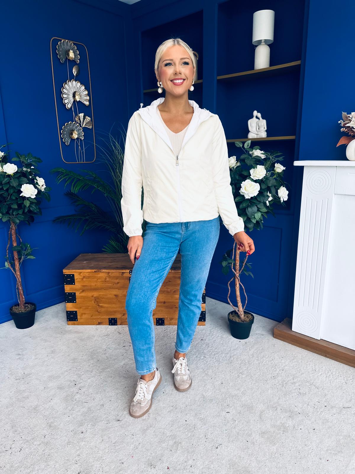 Sophia Hooded Windbreaker Cream