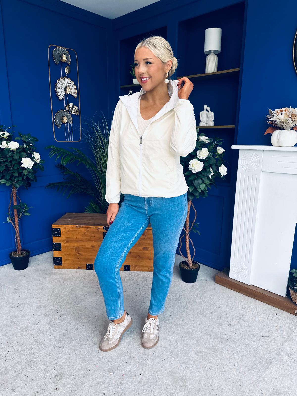 Sophia Hooded Windbreaker Cream